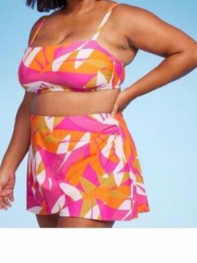 Abstract Bright Color Print Wrap Skirt - Kona Sol™ - size 1x